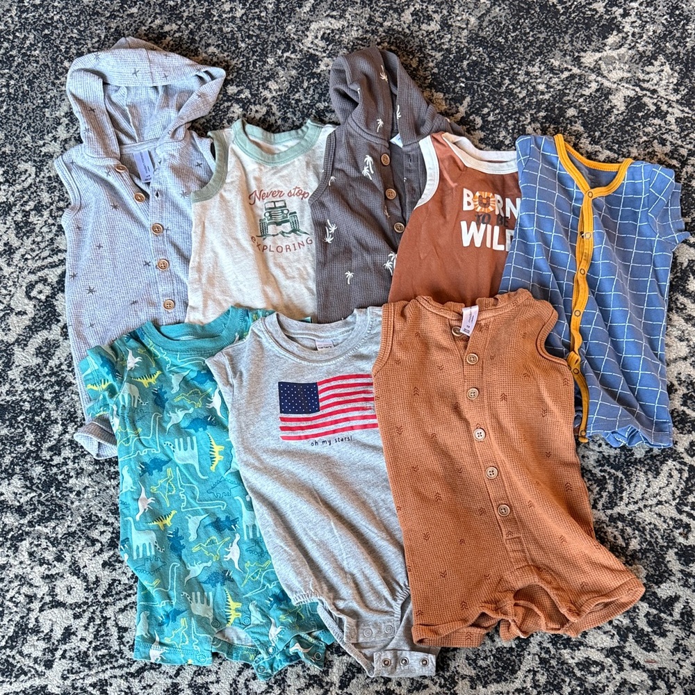 12-18 month baby boys 8 piece bundle of rompers